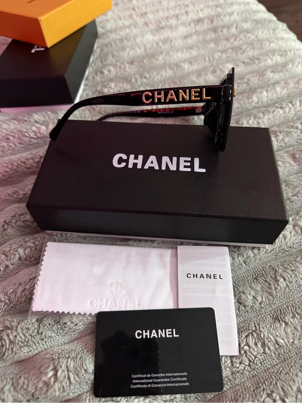 CHANEL Black Square Oversized Sunglasses with Gold CC Details